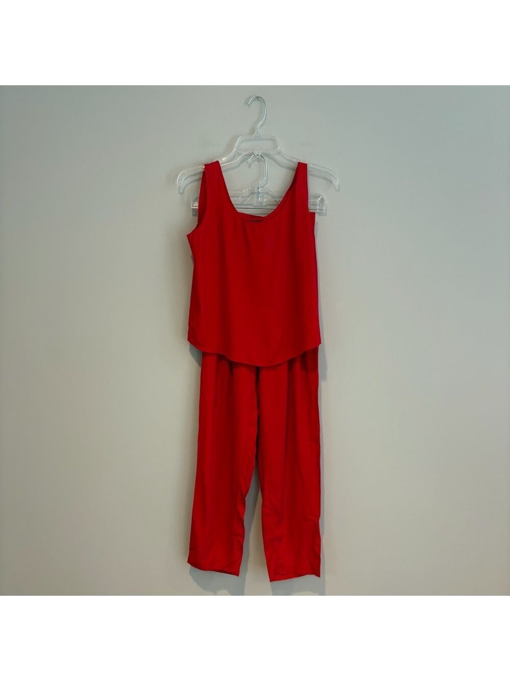 Vintage Wrapper Vibrant Red Sleeveless Pant and Top Set
